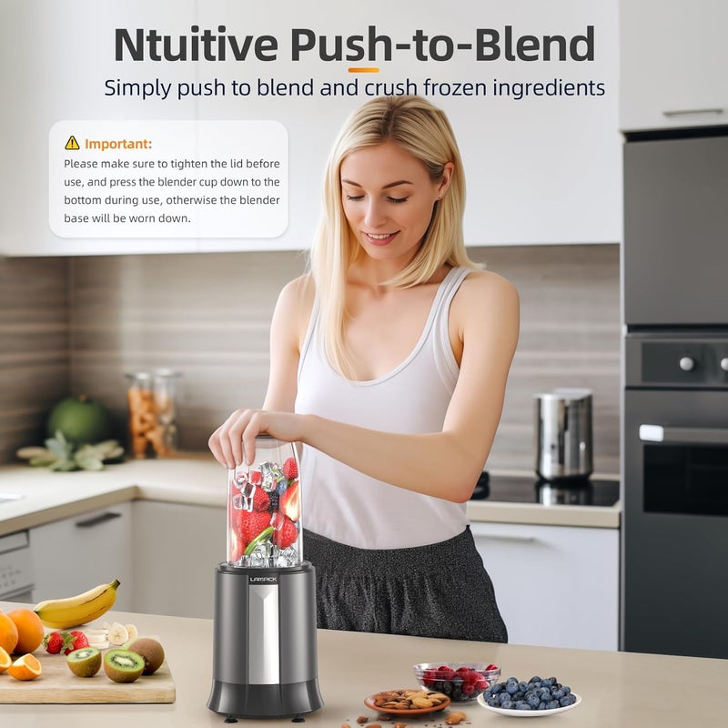 LAMPICK Smoothie Blender, 1300W Personal Blender for Smoothies, Shakes and Nutrient Extractions with 2pcs BPA-Free 27oz Portable To-Go Bottles - Image 3
